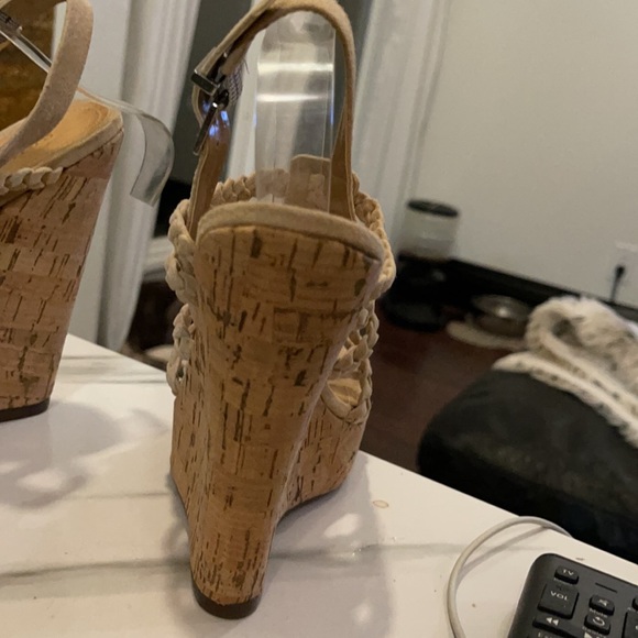 SCHUTZ Nanci nude strappy wedge cork heel SZ 7.5 - Picture 5 of 8